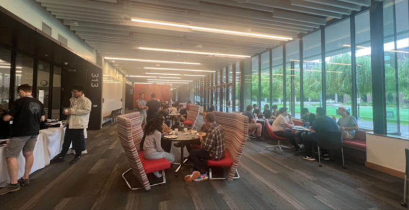 Participants networking during a break